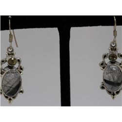 Sterling Silver .925 Vinatge Rutilated Quartz Earrings