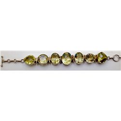 Sterling Silver .925 Vintage Yellow Quartz Bracelet