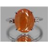 Image 1 : Natural Cabochon Mandarin Garnet w/ Diamond Ring