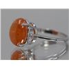 Image 2 : Natural Cabochon Mandarin Garnet w/ Diamond Ring