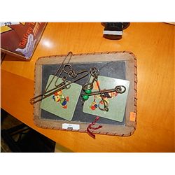 ANTIQUE SLATE BOARD & WIRE PUZZLES