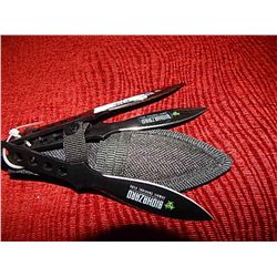 KNIFE - BIO HAZARD THROWING KNIVES - 3 BLADES & SHEATH -