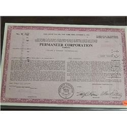 STOCKS - 100 SHARES IN PERMANEER CORPORATION - 1968