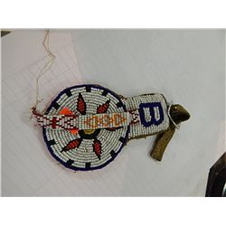 LEATHER AND BEADED BADGE - STAR &  B 