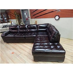 LEATHER 2 PC SECTIONAL SOFA SET - LOUNGE END - NEW - BROWN