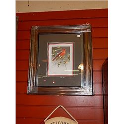 FRAMED LIMITED EDITION PRINT "CARDINAL & SNOWBERRIES - ROBER BATEMAN - RETAIL ~ $550