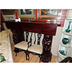 EXQUISITE CARVED MAHOGANY FIRE SURROUND