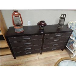 ESPRESSO DRESSER WITH LEATHER FRONTS - 8 DRAWERS - NEW