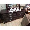 Image 2 : ESPRESSO DRESSER WITH LEATHER FRONTS - 8 DRAWERS - NEW