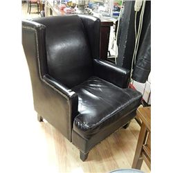 LEATHER FIRESIDE CHAIR - BROWN