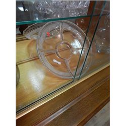 VINTAGE HEAVY GLASS DIVIDED SERVING DISH