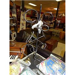 WROUGHT IRON WINE BOTTLE HOLDER STAND