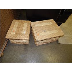 COTTON LINED WICKER BOXES WITH LIDS - 2