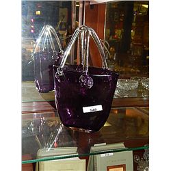 DESIGNOR ART GLASS BASKET - PURPLE