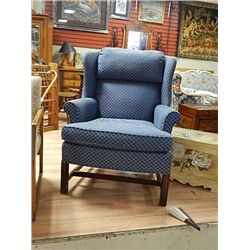 BLUE HIGH BACK WING BACK CHAIR