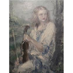 Náray Aurél (Bp., 1883-1948 Bp.): Lány hegeduvel