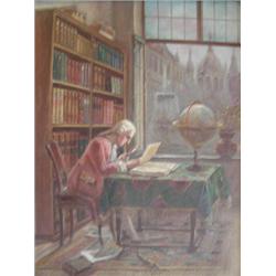 Bruck Lajos (Pápa, 1846-Bp., 1910): Könyvtárban
