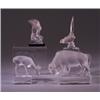 Image 1 : Four modern LALIQUE figurines, 1990s, including "Daim," "Bison," "Floreal," in clear and frosted …