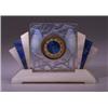 Image 1 : "Inseparables," a LALIQUE clock, circa 1926, in opalescent glass, fitted into an Art Deco blue an…