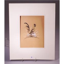 A RENE LALIQUE original design,"Chauntecler," circa 1900-05, pencil, ink and watercolor on BFK Ri…