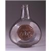 Image 1 : "Masques," a LALIQUE carafe, circa 1913, in clear and frosted glass with sepia patina. Engraved R…