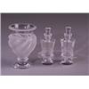 Image 1 : "Bourgeuil," a modern LALIQUE oil and vinegar cruet together with a modern LALIQUE footed vase. B…