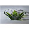 Image 1 : "Floride," a modern LALIQUE clear and green glass bowl with black enamel details, c. 1960. Engrav…