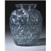 Image 1 : "Chamois," a LALIQUE vase, circa 1931, in clear and frosted glass with blue patina. Stenciled R. …