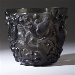 "Avalon," a LALIQUE vase, circa 1927, in topaz glass. Wheel-cut R. LALIQUE FRANCE. M p. 436, no. …