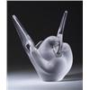 Image 1 : "Sylvie," a modern LALIQUE vase in clear and frosted glass with original flower frog. Engraved La…