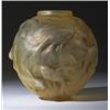 Image 1 : "Formose," a LALIQUE vase, circa 1924, in cased, opalescent yellow glass with sepia patina. Molde…