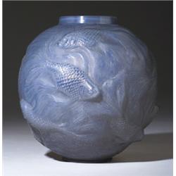 "Formose," a LALIQUE vase, circa 1924, in cased gray glass. Molded R. LALIQUE. M p. 425, no. 934 …