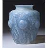 Image 1 : "Domremy," a LALIQUE vase, circa 1926, in cased opalescent glass with blue patina. Molded R. LALI…