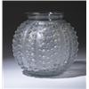 Image 1 : "Oursin," a LALIQUE vase, circa 1935, in clear and frosted glass with white patina. Stenciled R. …