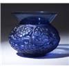 Image 1 : "Fontainebleau," a LALIQUE vase, circa 1930, in deep blue glass with grayish patina. Engraved R. …