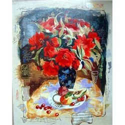 Alexander Wissotsky, Red Bouquet, Signed Serigraph