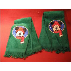 MICKEY MOUSE GREEN CHRISTMAS DECORTIVE HAND TOWELS