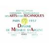 Image 1 : Exposition internationale des Arts et techniques - Paris - 1937   Diplôme de medaille d'argent d...