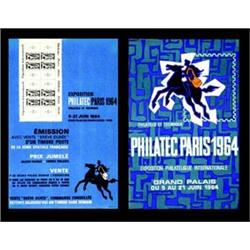 Lot de 2 affiches : Philateque Paris 1964.   Exposition philatelique internationale a Paris au Gr...