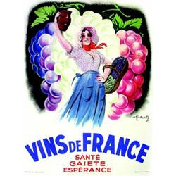Vins de France     1937  GALLAND Sante, gaite, esperance.     Bedos & Cie   Paris Aff. E.    B....