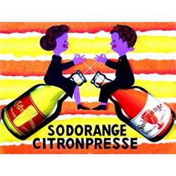 Sodorange Citronpresse  ROLAND ANDRE Citron press soda lux l'abeille      Maquette a la gouache s...