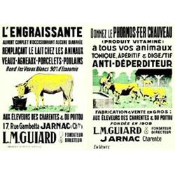 Lot de 2: L.M. Guiard - Chevalier du Merite Agricole       Jarnac - Charentes   L'Engraissante -...