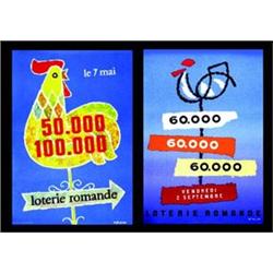 Lot de 2 Affiches : Loterie romande   Loterie romande le 7 mai (Parisod)/ Loterie romande le vend...