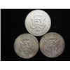 Image 2 : 3 ASSORTED 1964 90% KENNEDY HALF DOLLARS