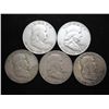 Image 1 : 5 ASSORTED FRANKLIN HALF DOLLARS