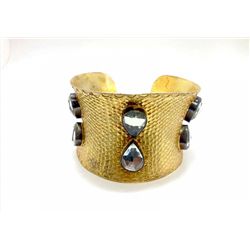 Sterling Silver .925 Created Gem Cuff Bangle