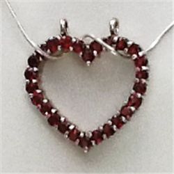 Sterling Silver .925 Heart Shape Pendant w/ Gem Stones