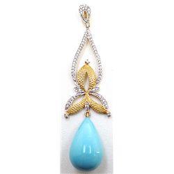 Sterling Silver .925 Turquoise color Drop Pendant