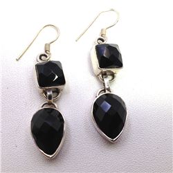 Sterling Silver .925 Vintage Black Onyx Earrings