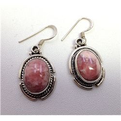 Sterling Silver .925 Vintage Pink Gem Stone Earrings